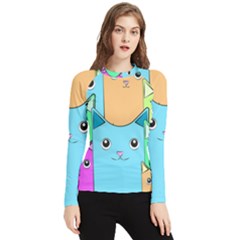 Cat Animals Cartoon Pattern Women s Long Sleeve Rash Guard by Cendanart