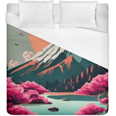 Mountain Landscape Sky Fuji Nature Duvet Cover (king Size) by Cendanart