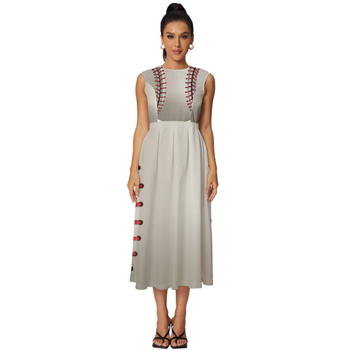 Baseball Sleeveless Round Neck Midi Dress