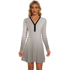 Baseball Long Sleeve Deep V Mini Dress  by Ket1n9