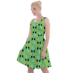 Alien Pattern- Knee Length Skater Dress by Ket1n9