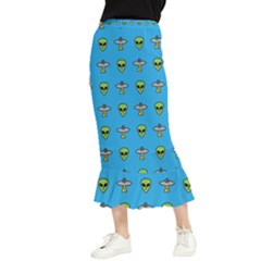 Alien Pattern Maxi Fishtail Chiffon Skirt by Ket1n9