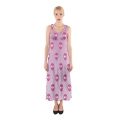 Alien Pattern Pink Sleeveless Maxi Dress by Ket1n9