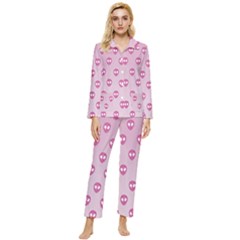 Alien Pattern Pink Womens  Long Sleeve Velvet Pocket Pajamas Set by Ket1n9