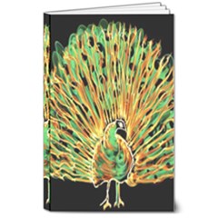 Unusual Peacock Drawn With Flame Lines 8  X 10  Softcover Notebook by Ket1n9