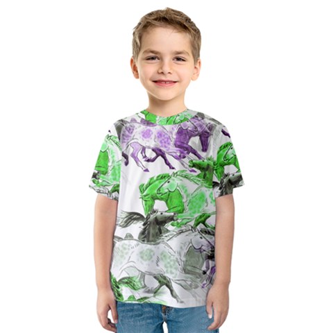 Horse Horses Animal World Green Kids  Sport Mesh T-shirt by Ket1n9