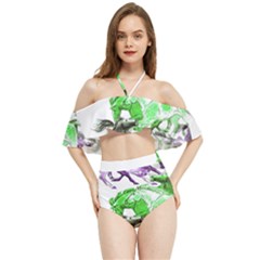 Horse Horses Animal World Green Halter Flowy Bikini Set  by Ket1n9