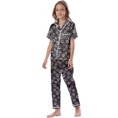 Skull Halloween Background Texture Kids  Satin Short Sleeve Pajamas Set by Ket1n9