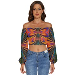 Casanova Abstract Art-colors Cool Druffix Flower Freaky Trippy Long Sleeve Crinkled Weave Crop Top by Ket1n9