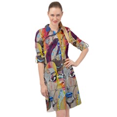 Graffiti Mural Street Art Painting Long Sleeve Mini Shirt Dress by Ket1n9