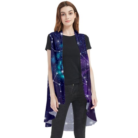 Realistic Night Sky Poster With Constellations Sleeveless Chiffon Waistcoat Shirt by Ket1n9