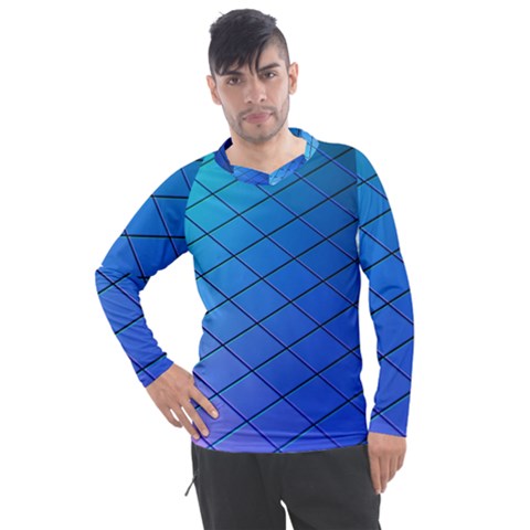 Blue Pattern Plain Cartoon Men s Pique Long Sleeve T-shirt by Ket1n9