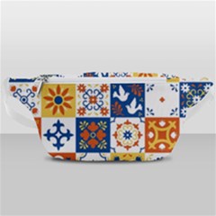 Mexican Talavera Pattern Ceramic Tiles With Flower Leaves Bird Ornaments Traditional Majolica Style Waist Bag  by Ket1n9