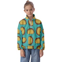 Taco Drawing Background Mexican Fast Food Pattern Kids  Half Zip Hoodie by Ket1n9