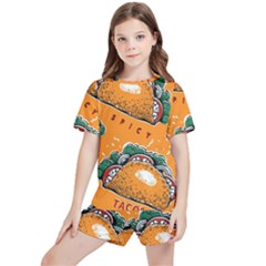 Seamless Pattern With Taco Kids  T-shirt And Sports Shorts Set by Ket1n9