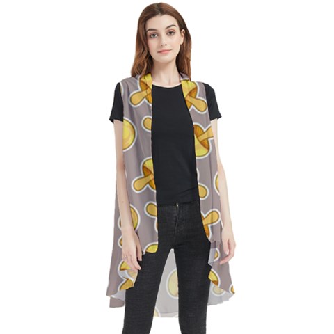 Yellow Mushroom Pattern Sleeveless Chiffon Waistcoat Shirt by Ket1n9