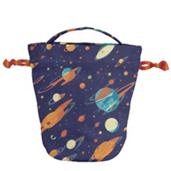 Space Galaxy Planet Universe Stars Night Fantasy Drawstring Bucket Bag by Ket1n9