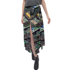 Computer Ram Tech - Velour Split Maxi Skirt by Hannah976