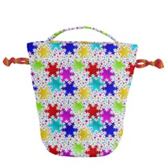 Snowflake Pattern Repeated Drawstring Bucket Bag by Hannah976