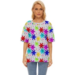 Snowflake Pattern Repeated Oversized Basic T-shirt by Hannah976