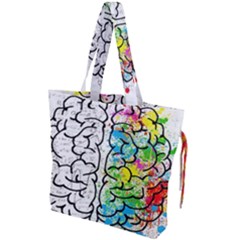 Brain Mind Psychology Idea Drawing Drawstring Tote Bag by Ndabl3x