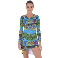 Dancing Bears Grateful Dead Asymmetric Cut-out Shift Dress by Cendanart