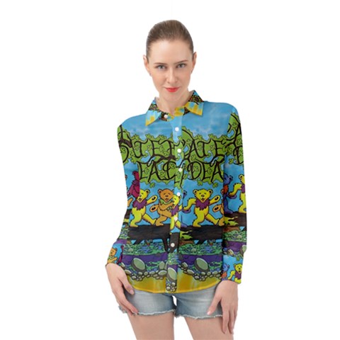 Dancing Bears Grateful Dead Long Sleeve Chiffon Shirt by Cendanart