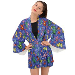 Grateful Dead Bears Pattern Long Sleeve Kimono by Cendanart