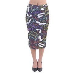 Mental Emojis Emoticons Icons Velvet Midi Pencil Skirt by Paksenen