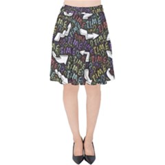 Time Nonlinear Curved Undirected Velvet High Waist Skirt by Paksenen