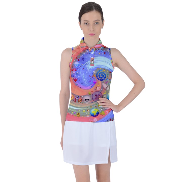 Swirl Vortex Emoji Cyclone Motion Women s Sleeveless Polo T-Shirt