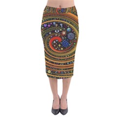 Swirl Vortex Emoji Cyclone Motion Art Velvet Midi Pencil Skirt by Paksenen