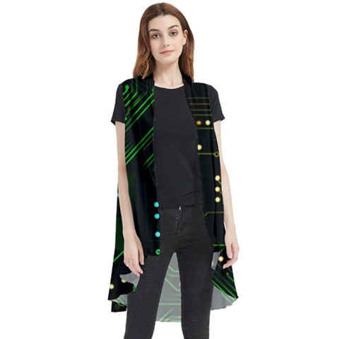 Circuits Circuit Board Green Technology Sleeveless Chiffon Waistcoat Shirt by Ndabl3x