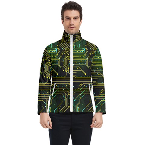 Circuits Circuit Board Yelow Men s Bomber Jacket by Ndabl3x