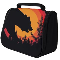 Forest Bear Silhouette Sunset Full Print Travel Pouch (big) by Cendanart