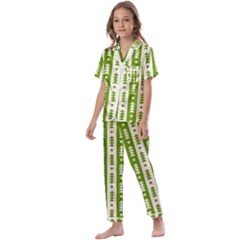 Christmas Green Tree Background Kids  Satin Short Sleeve Pajamas Set by Cendanart