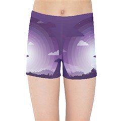 Ufo Illustration Style Minimalism Silhouette Kids  Sports Shorts by Cendanart