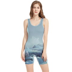 Mountain Covered Snow Mountains Clouds Fantasy Art Women s Wrestling Singlet by Cendanart