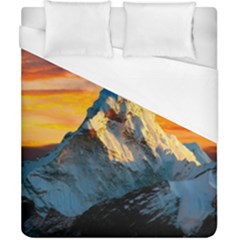 Snow Capped Mountain Himalayas Clouds Landscape Nature Duvet Cover (california King Size) by Cendanart