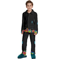 Tetris Game Kids  Long Sleeve Velvet Pajamas Set by Cendanart