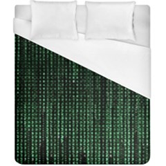 Green Matrix Code Illustration Digital Art Portrait Display Duvet Cover (california King Size) by Cendanart