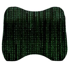 Green Matrix Code Illustration Digital Art Portrait Display Velour Head Support Cushion by Cendanart