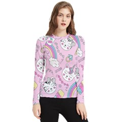 Beautiful Cute Animals Pattern Pink Women s Long Sleeve Rash Guard by Grandong