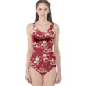 Red Christmas Black Christmas Pattern Pattern Women s One Piece Swimsuit View1