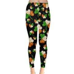 Clove Leaves Dark Shamrock Handraw Leggings  by CoolDesigns