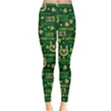 Dark Green Luck Shamrock Handraw Leggings  View1