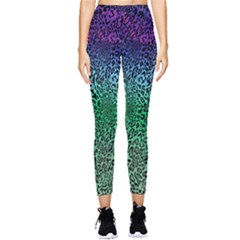 Leopard Purple Green Digital Print Stretch Pocket Leggings  by CoolDesigns