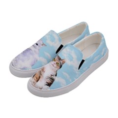 Lovely Cats Pattern Sky Blue Womens Canvas Slip Ons by CoolDesigns