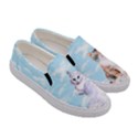 Lovely Cats Pattern Sky Blue Womens Canvas Slip Ons View3