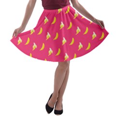 Pinky Banana A-line Skater Skirt by CoolDesigns